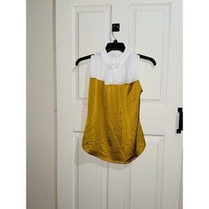New York & Company top blouse white yellow women size M